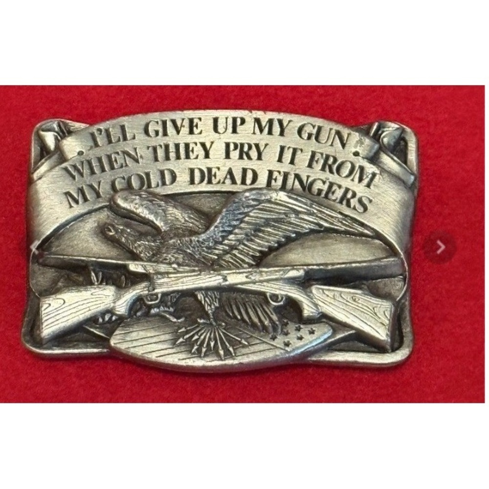 Vintage 1983 Siskiyou Buckle Co 2nd Amendment Eagle  Belt Buckle F-27 Pewter
